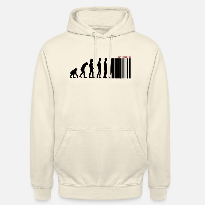 DARWIN - EVOLUTION SOCIETE - CODE BARRE - Sweat-shirt à capuche unisexe - vanille
