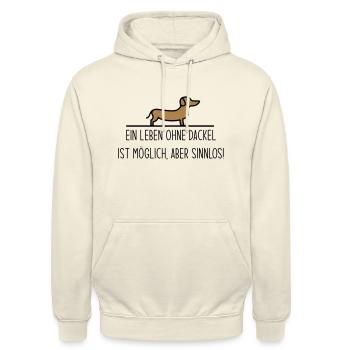 Ein Leben ohne Dackel ist möglich aber sinnlos - Unisex Hoodie - Vanille-Milchshake - Vorne - Alina (178cm) & Michal (187cm)