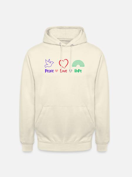 Peace, Love ans Hope - Unisex Hoodie - Vanille-Milchshake