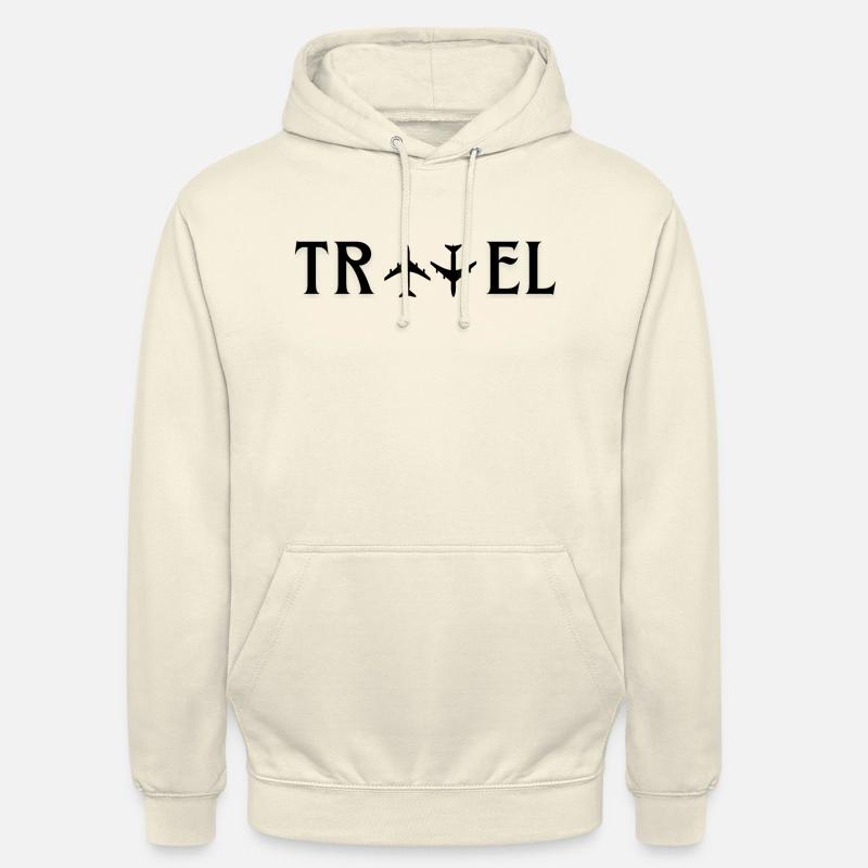 Travel Typography Design with 2 flight upside down - Unisex Hoodie - vanilla