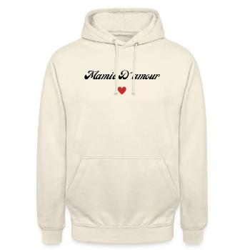 mamie d'amour - Sweat-shirt à capuche unisexe - vanille - Devant - Alina (178cm) & Michal (187cm)