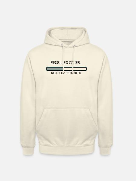 reveil_en_cours_message,humour,drôle,citations - Sweat-shirt à capuche unisexe - vanille