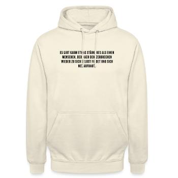 Stärke in der Zerbrechlichkeit - deine wahre Größe - Unisex Hoodie - Vanille-Milchshake - Vorne - Alina (178cm) & Michal (187cm)