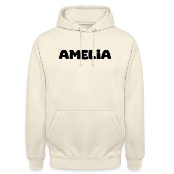 Name - Amelia - Unisex Hoodie - Vanille-Milchshake - Vorne - Alina (178cm) & Michal (187cm)