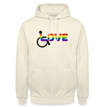 Rollstuhl Love Behindert - Unisex Hoodie - Vanille-Milchshake - Vorne - Alina (178cm) & Michal (187cm)