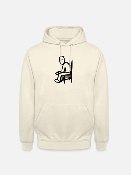 Siddende mand på stolen (Tegning) #BLACK - Hættetrøje unisex - vaniljemilkshake