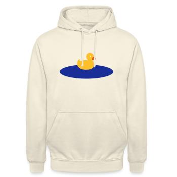 Quietscheente auf dem See - Unisex Hoodie - Vanille-Milchshake - Vorne - Alina (178cm) & Michal (187cm)