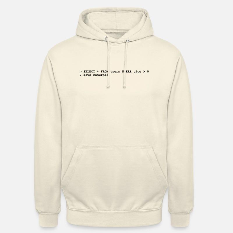 Coder No Clue (1c, NEU) - Sweat-shirt à capuche unisexe - vanille