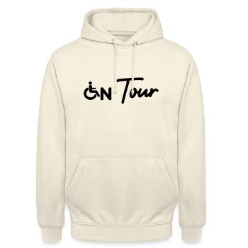 On Tour Rollstuhl Behindert - Unisex Hoodie - Vanille-Milchshake - Vorne - Alina (178cm) & Michal (187cm)
