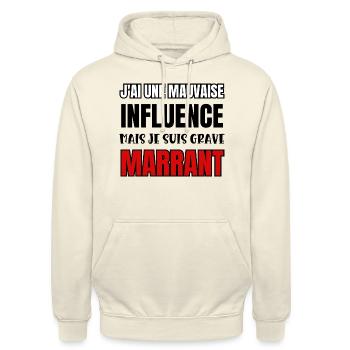 j'ai une mauvaise influence - Sweat-shirt à capuche unisexe - vanille - Devant - Alina (178cm) & Michal (187cm)