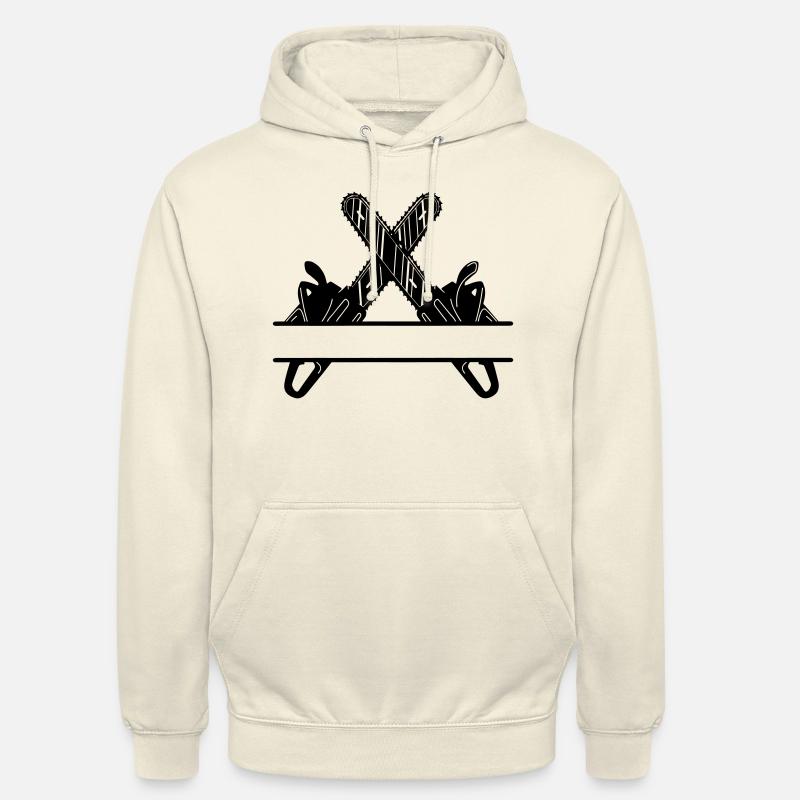 Deux tronçonneuses croisées bannière - Sweat-shirt à capuche unisexe - vanille