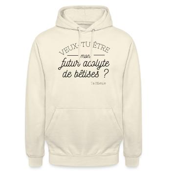 demande pour devenir parrain - Sweat-shirt à capuche unisexe - vanille - Devant - Alina (178cm) & Michal (187cm)