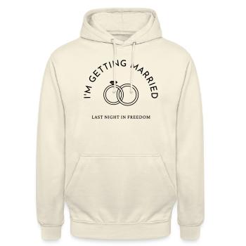 i'm getting married - last night in freedom | JGA - Unisex Hoodie - Vanille-Milchshake - Vorne - Alina (178cm) & Michal (187cm)