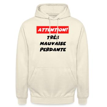 attention très mauvaise perdante - Sweat-shirt à capuche unisexe - vanille - Devant - Alina (178cm) & Michal (187cm)