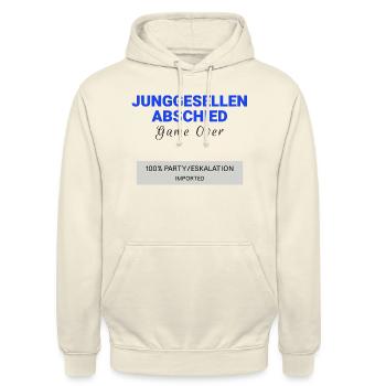 Lustig Spruch Junggesellenabschied - Unisex Hoodie - Vanille-Milchshake - Vorne - Alina (178cm) & Michal (187cm)