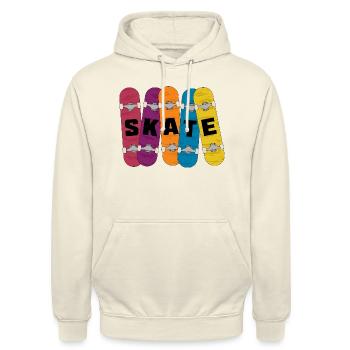 Skate - 5 Skateboard Shirt 5 Skating - Unisex Hoodie - Vanille-Milchshake - Vorne - Alina (178cm) & Michal (187cm)