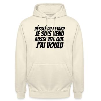 désolé du retard - Sweat-shirt à capuche unisexe - vanille - Devant - Alina (178cm) & Michal (187cm)