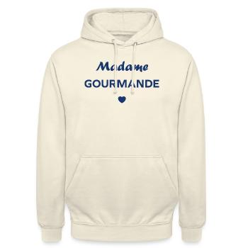 Madame Gourmande - Sweat-shirt à capuche unisexe - vanille - Devant - Alina (178cm) & Michal (187cm)