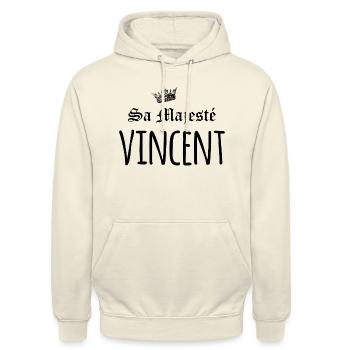 Sa majesté Vincent - Sweat-shirt à capuche unisexe - vanille - Devant - Alina (178cm) & Michal (187cm)