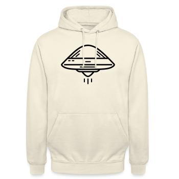 fliegende Untertasse - Unisex Hoodie - Vanille-Milchshake - Vorne - Alina (178cm) & Michal (187cm)
