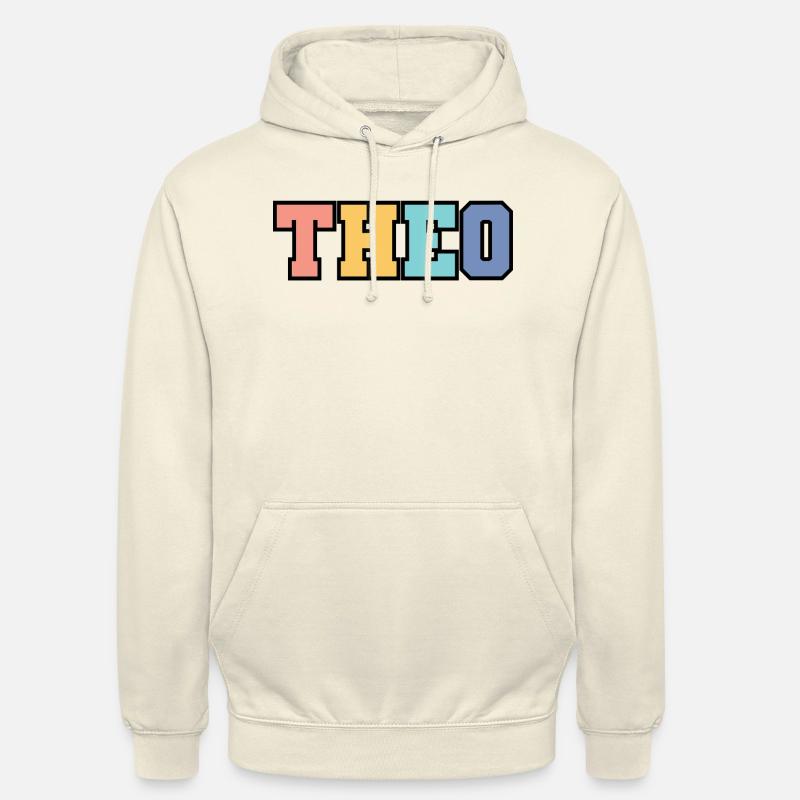 Nom - Théo - Sweat-shirt à capuche unisexe - vanille