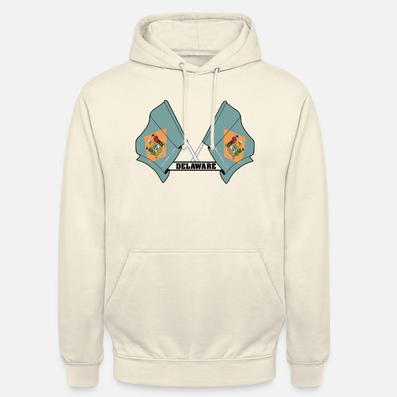 Two flags text DELAWARE - Unisex Hoodie - vanilla