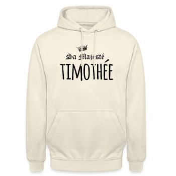 Sa majesté Timothée - Sweat-shirt à capuche unisexe - vanille - Devant - Alina (178cm) & Michal (187cm)