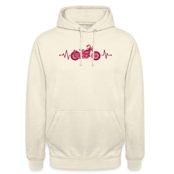 Motorradfahrer Heartbeat Line Motorrad Geschenk - Unisex Hoodie - Vanille-Milchshake - Vorne - Alina (178cm) & Michal (187cm)