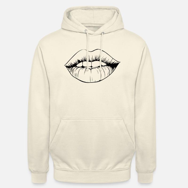Lèvres, bouche, baisers lèvres - Sweat-shirt à capuche unisexe - vanille