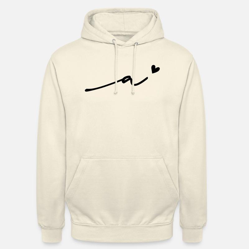 Lettre a) Cursive - Sweat-shirt à capuche unisexe - vanille