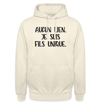 aucun lien je suis fils unique - Sweat-shirt à capuche unisexe - vanille - Devant - Alina (178cm) & Michal (187cm)
