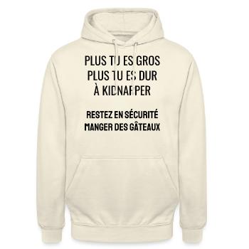 plus tu es gros - Sweat-shirt à capuche unisexe - vanille - Devant - Alina (178cm) & Michal (187cm)