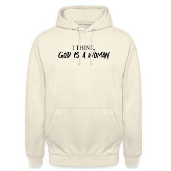 I think God Is A Woman - Unisex Hoodie - vanilla - Front - Alina (178cm) & Michal (187cm)