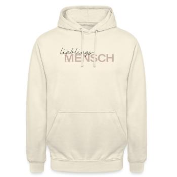 lieblingsmensch schriftzug - Unisex Hoodie - Vanille-Milchshake - Vorne - Alina (178cm) & Michal (187cm)