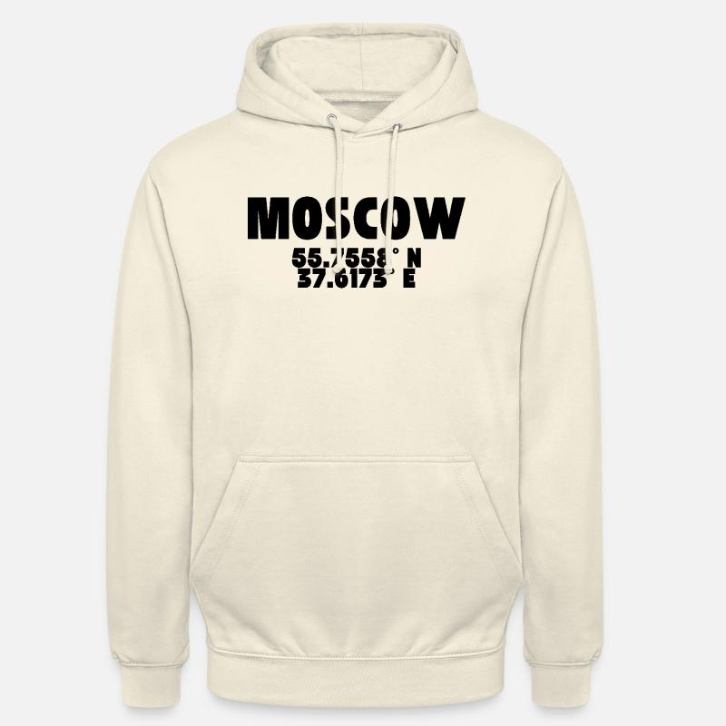 Moscou - Design avec coordonnées - Sweat-shirt à capuche unisexe - vanille