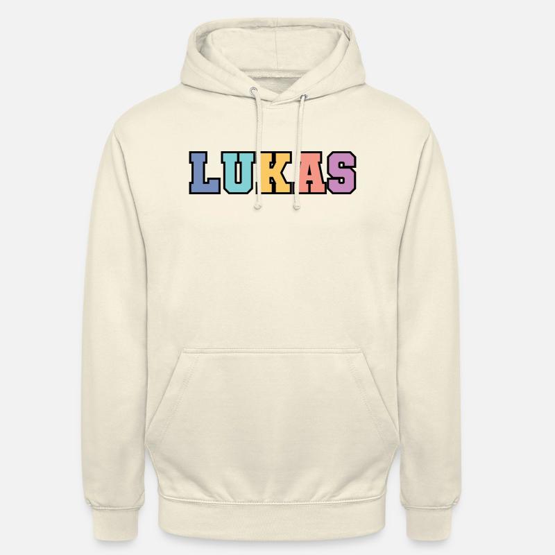 Nom - Lukas - Sweat-shirt à capuche unisexe - vanille