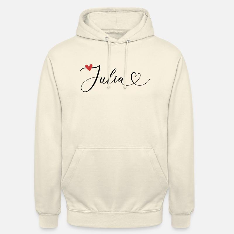 Julia Nom Prénom Calligraphie Coeur - Sweat-shirt à capuche unisexe - vanille