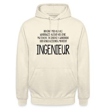 Ingenieur - Alleskönner, Genie, Multitalent - Unisex Hoodie - Vanille-Milchshake - Vorne - Alina (178cm) & Michal (187cm)
