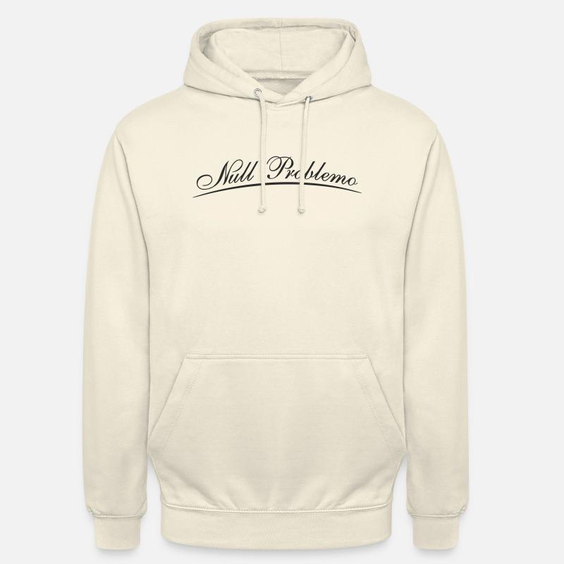 Lettrage Null Problemo en écriture cursive Sweat-shirt à capuche unisexe