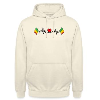 Cardio fréquence cardiaque pour le Mali - Sweat-shirt à capuche unisexe - vanille - Devant - Alina (178cm) & Michal (187cm)