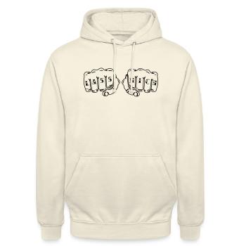 Lass Mich! - Unisex Hoodie - Vanille-Milchshake - Vorne - Alina (178cm) & Michal (187cm)