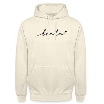 Beata Schreibschrift Name - Unisex Hoodie - Vanille-Milchshake - Vorne - Alina (178cm) & Michal (187cm)