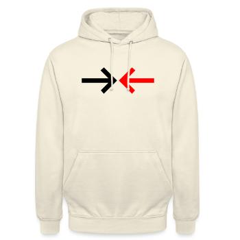 Symbole de l’icône d’interaction des flèches l’un contre l’autre - Sweat-shirt à capuche unisexe - vanille - Devant - Alina (178cm) & Michal (187cm)