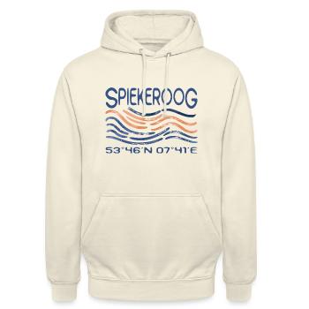 Spiekeroog Nordsee Insel GPS Koordinaten - Unisex Hoodie - Vanille-Milchshake - Vorne - Alina (178cm) & Michal (187cm)