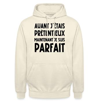 avant j'étais prétentieux - Sweat-shirt à capuche unisexe - vanille - Devant - Alina (178cm) & Michal (187cm)