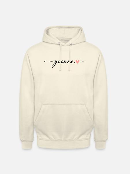 Yvonne Surname First name Calligraphy Script - Unisex Hoodie - vanilla