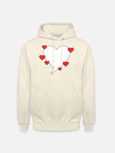 Speech bubble with hearts - Unisex Hoodie - vanilla