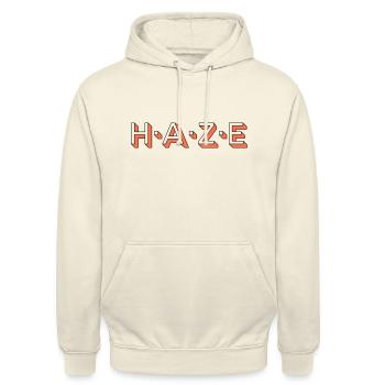 Schriftzug Haze - Unisex Hoodie - Vanille-Milchshake - Vorne - Alina (178cm) & Michal (187cm)
