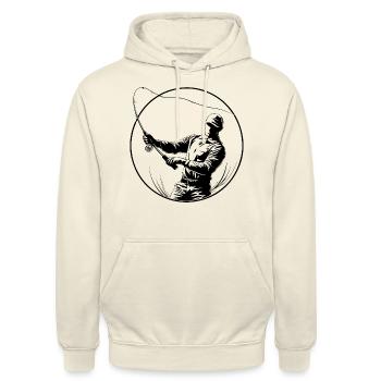 Fishing Man Silhouette - Unisex Hoodie - vanilla - Front - Alina (178cm) & Michal (187cm)