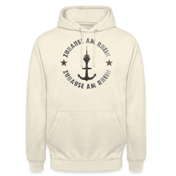 Zuhause am Rhein - Düsseldorf - Unisex Hoodie - Vanille-Milchshake - Vorne - Alina (178cm) & Michal (187cm)
